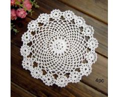 kilofly Tischsets aus Baumwolle, gehäkelt, 17,8 cm, 4 Stück, baumwolle, weiß, 17,78 cm (7 Zoll)
