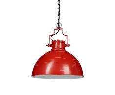 Relaxdays Hängelampe Industrial, Eisen, Kette, neigbar, einflammig, schwarz-weiße Akzente, HxBxT: 154 x 41 x 41 cm, rot