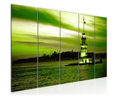Bilder Istanbul Türkei Wandbild 200 x 80 cm Vlies - Leinwand Bild XXL Format Wandbilder Wohnzimmer Wohnung Deko Kunstdrucke Grün 5 Teilig - MADE IN GERMANY - Fertig zum Aufhängen 604155b