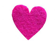 Petras Bastel News A-HEF2604-35 Streudeko, 50 x Herz symmetrisch 40 mm, Filz/pink
