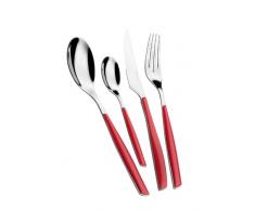 Bugatti BESTECK 24 STÜCK Set Edelstahl 18/10 Glamour ROT Griff Shaded TRANSPARENT