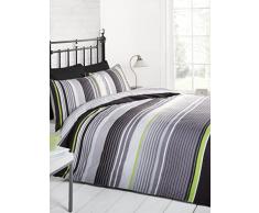 Signature gestreift Quilt Bettbezug und 2 Kissenbezüge Bettwäsche-Set, grau/schwarz/grün/weiß, King