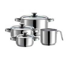 Mäser, Serie Varuna, Kochtopf-Set 7-tlg., Bratentopf, Fleischtopf, Milchtopf, Stielkasserolle aus Edelstahl, induktionsgeeignet, spülmaschinengeeignet