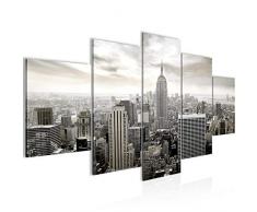 Bilder New York City Wandbild Vlies - Leinwand Bild XXL Format Wandbilder Wohnzimmer Wohnung Deko Kunstdrucke Grau 5 Teilig - MADE IN GERMANY - Fertig zum AufhÃ¤ngen 603453c