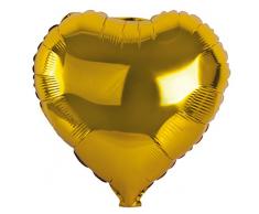 Rayher 87013616 Folienballon Herz, 46 x 49cm, gold, XXL Partyballon für Heliumfüllung und Luftfüllung geeignet