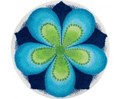 Grund Badteppich 100% Polyacryl, ultra soft, rutschfest, ÖKO-TEX-zertifiziert, 5 Jahre Garantie, ERFÜLLUNG, Badematte 80 cm rund, blau