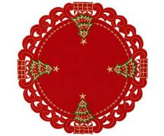 GRELUCGO Tischläufer und Schal, Bestickt, Weihnachtsbaum, rechteckig, 40,6 x 182,9 cm Round 16 Set of 4