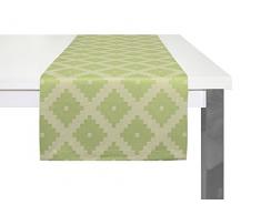 Adam Maroccan Shiraz Tischläufer, Bio Baumwolle, Hellgrün, 50 x 150 cm
