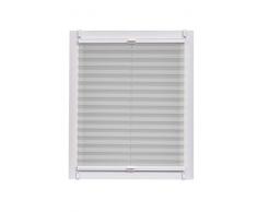 Sunlines Plissee Made in Germany, Tageslicht, Crepes Uni Klemmfix, Weisse Schiene, Stoff, Grau, 100 x 2.3 x 150 cm, 1 Einheiten