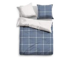 TOM TAILOR 0069942 Satin Bettwäsche Garnitur mit Kopfkissenbezug (Baumwolle) 1x 155x220 cm + 1x 80x80 cm, Indigoblau