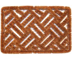 oKu-Tex Fußmatte | Fußabtreter | Türmatte | Drahtgittermatte Brush Design 1 | mit Bürste | Fischgrat | Kokosmatte mit Drahtgitter | für außen | rutschfest | 45x75 cm