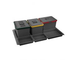 ELLETIPI Metropolis ptc22 09050 1 F C10 PPV Mülleimer Mülltrennung-Schublade, grau, 81 x 46 x 22 cm