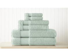 Pacific Coast Textilien, 6 Stück, Die 6-Piece, 100% türkische Baumwolle Handtuch-Set, Baumwolle, Aqua, 35.6 x 25.4 x 20.4 cm