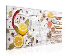 Bilder Küche Gewürze Wandbild 100 x 40 cm Vlies - Leinwand Bild XXL Format Wandbilder Wohnzimmer Wohnung Deko Kunstdrucke Weiß 1 Teilig - MADE IN GERMANY - Fertig zum Aufhängen 019612c