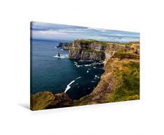 Calvendo Premium Textil-Leinwand 90 cm x 60 cm quer, Klippen von Moher | Wandbild, Bild auf Keilrahmen, Fertigbild auf echter Leinwand, Leinwanddruck Natur Natur