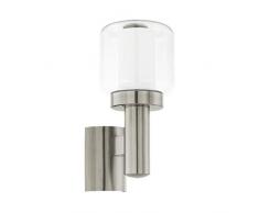 EGLO Außen-Wandlampe Poliento, 1 flammige Außenleuchte, Wandleuchte aus Edelstahl, Kunststoff und Glas, Farbe: Silber, weiß, Fassung: E27, IP44