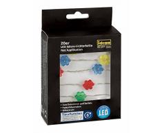 Idena 31827 - LED Lichterkette mit 20 LED in Blumenform, mit 6 Stunden Timer Funktion, Batterie betrieben, für Partys, Mottopartys, Deko, Sommer, als Stimmungslicht, ca. 1,25 m