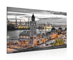 Runa Art Bild Hamburg Wandbild Vlies - Leinwand Bilder XXL Format Wandbilder Wohnzimmer Wohnung Deko Kunstdrucke Grün 1 Teilig - Made in Germany - Fertig Zum Aufhängen 603014b