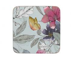 Creative Tops C000298 Premium Bedruckte quadratische Untersetzer mit Unterseite aus Kork, Schmetterlings-Blumenmotiv