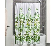 iDesign Anzu Duschvorhang | waschbarer Duschvorhang in 183,0 cm x 183,0 cm | mit floralem Duschvorhang Motiv | Polyester grün