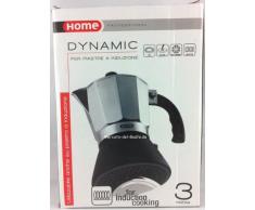 Home Espressokocher 3 Tassen, Boden Induktion, Aluminium, Silber/schwarz, 12 x 11 x 17 cm