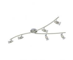 EGLO Spot Magnum LED Deckenleuchten Deckenlampe, Stahl, GU10, Nickel-matt/Chrom, 105 x 105 x 13 cm