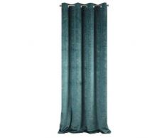 Eurofirany Vorhang Glatt Velvet Samt Gold Aufdruck Muster Trend Ösen Edel Elegant Hochwertig Glamour Schlafzimmer Wohnzimmer, Türkis, 140x250cm