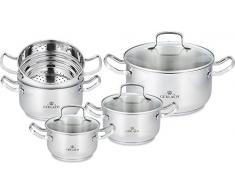 Gerlach Topfset 9-telig Simple, Edelstahl, Silber, 24 cm, 9-Einheiten