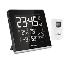 Green Blue GB151 Funk Wetterstation mit AuÃensensor DCF Wettervorhersage Multicolor 9 farbig LCD Display USB-Ladefunktion