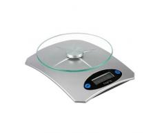 HI Digitale Küchenwaage mit Glasplatte, Kunststoff, Silber, 18 x 18 x 10 cm