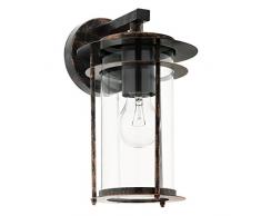 EGLO Außen-Wandlampe Valdeo, 1 flammige Außenleuchte, Wandleuchte aus verzinktem Stahl, Farbe: Kupferfarben-antik, Glas: klar, Fassung: E27, IP44