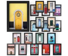 ARTEZA Bilderrahmen Set, 5 x 7 Zoll (12.7 x 17.8cm) 20er-Pack, Dokumentenrahmen und Zertifikatsrahmen, Rahmen mit Holzoptik, Vorderseite aus reinem Glas, Fotorahmen für Wand und zum Aufstellen