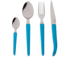 Laguiole Evolution® - 16-teiliges säurebeständiges türkisblaues Designset - Edelstahl und ABS - Besteck für 4 Personen - Präsentationsgeschenkbox