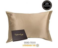 Celestial Silk Kissenbezug aus 100% Seide, mit Reißverschluss, 25 Momme, Maulbeerseide, Charmeuse Seide auf beiden Seiten des Bezuges – in Geschenkverpackung King Dunkles Braungrau