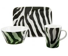 Creatable, 15743, Serie WILD Animals Zebra, 3 teilig Frühstücksset, Porzellan, Mehrfarbig, 28 x 21 x 19 cm, 3-Einheiten