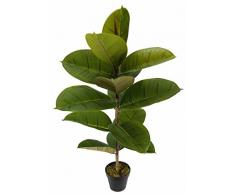 Flair Flower Kunstpflanze Gummibaum Kunstbaum Zimmerpflanze mit Blumentopf Dekopflanze Künstliche Büropflanze, Polyester/Kunststoff, Grün, 84 x 15 x 15 cm