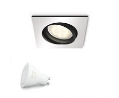 Philips Hue White Ambiance LED Einbauspot Milliskin, Erweiterung für alle Hue Starter Sets, alle Weißschattierungen, steuerbar via App, aluminium, eckig, kompatibel mit Amazon Alexa (Echo, Echo Dot)