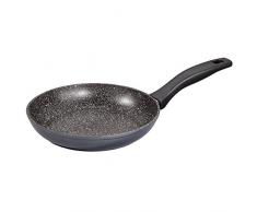 STONELINE Bratpfanne 24 cm, auch für öl-und fettfreies Braten, kratzfeste Antihaftbeschichtung mit echten Steinpartikeln, Induktionspfanne Kochgeschirr, Aluguss, Grau