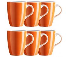 Mäser, Serie Swoon, Kaffeebecher 37,5 cl, im 6er-Set, Porzellan Teller Set in der Trendfarbe ORANGE