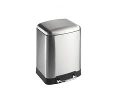 WENKO 21766100 Treteimer Studio Easy-Close Mattiert, Mülleimer mit Absenkautomatik, Anti-Finger-Print Fassungsvermögen: 6 l, Edelstahl rostfrei, 23 x 32 x 22.5 cm, Satiniert