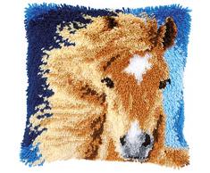 Vervaco PN-0149848 Knüpfkissen Braunes Pferd Knüpfpackung, Baumwolle, mehrfarbig, 40 x 40 cm / 16 x 16