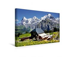 Premium Textil-Leinwand 45 x 30 cm Quer-Format Allmendhubel - Eiger-Mönch-Jungfrau - swissmountainview.ch | Wandbild, HD-Bild auf Keilrahmen, Fertigbild auf hochwertigem Vlies, Leinwanddruck von Franziska André-Huber