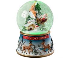 WeRChristmas Schneekugel mit Weihnachtsmann und Schlitten, mit Farbwechsel, 19,5 cm, Mehrfarbig