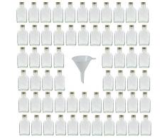 Viva Haushaltswaren #30332# 60 x kleine Glasflasche 100 ml mit Schraubverschluss, als Flachmann, Schnapsflasche & Likörflasche geeignet (inkl. Trichter Ø 7 cm)