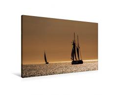 Calvendo Premium Textil-Leinwand 90 cm x 60 cm quer, EIN Motiv aus dem Kalender Windjammer auf der Ostsee im Abendlicht | Wandbild, Bild auf Keilrahmen. Ostsee im Sonnenuntergang Natur Natur