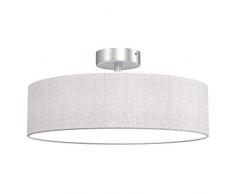 Briloner Leuchten Deckenleuchte, Stoffleuchte, Deckenlampe 2 x E27 max. 40 Watt, Stoffschirm Farbe: Weiß-Satin, Ø 38cm, Stoff, 38 x 38 x 16cm