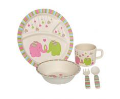 Premier Housewares Kinder Geschirr-Set, 5 Stück, Bambus, Mehrfarbig, 21 x 21 x 9 cm, Bamboo Fibre, 25x22x9, 5