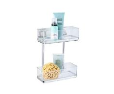 WENKO 22691100 Vacuum-Loc Wandregal 2 Etagen Quadro, Wandablage, Badregal, Edelstahl rostfrei, 25.5 x 32.5 x 14 cm, Glänzend