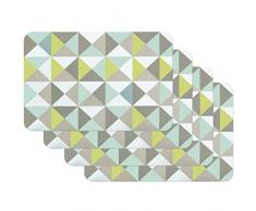 Venilia Triangle Mint Tischset Platzset für Esszimmer Grün Dreieck Vintage-Muster, 4er Set abwischbar Polypropylen, lebensmittelecht, 45 x 30 cm, 4 Stück, 59044, Kunststoff
