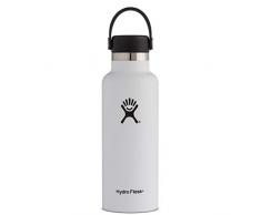 Hydro Flask Trinkflasche 532 ml (18 oz), Edelstahl und vakuumisoliert, Standard-Öffnung mit auslaufsicherem Flex Cap, White